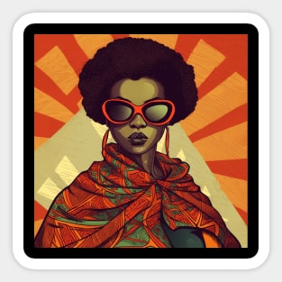 African Queen, Afro Superhero, Female Warrior, Black History Sticker